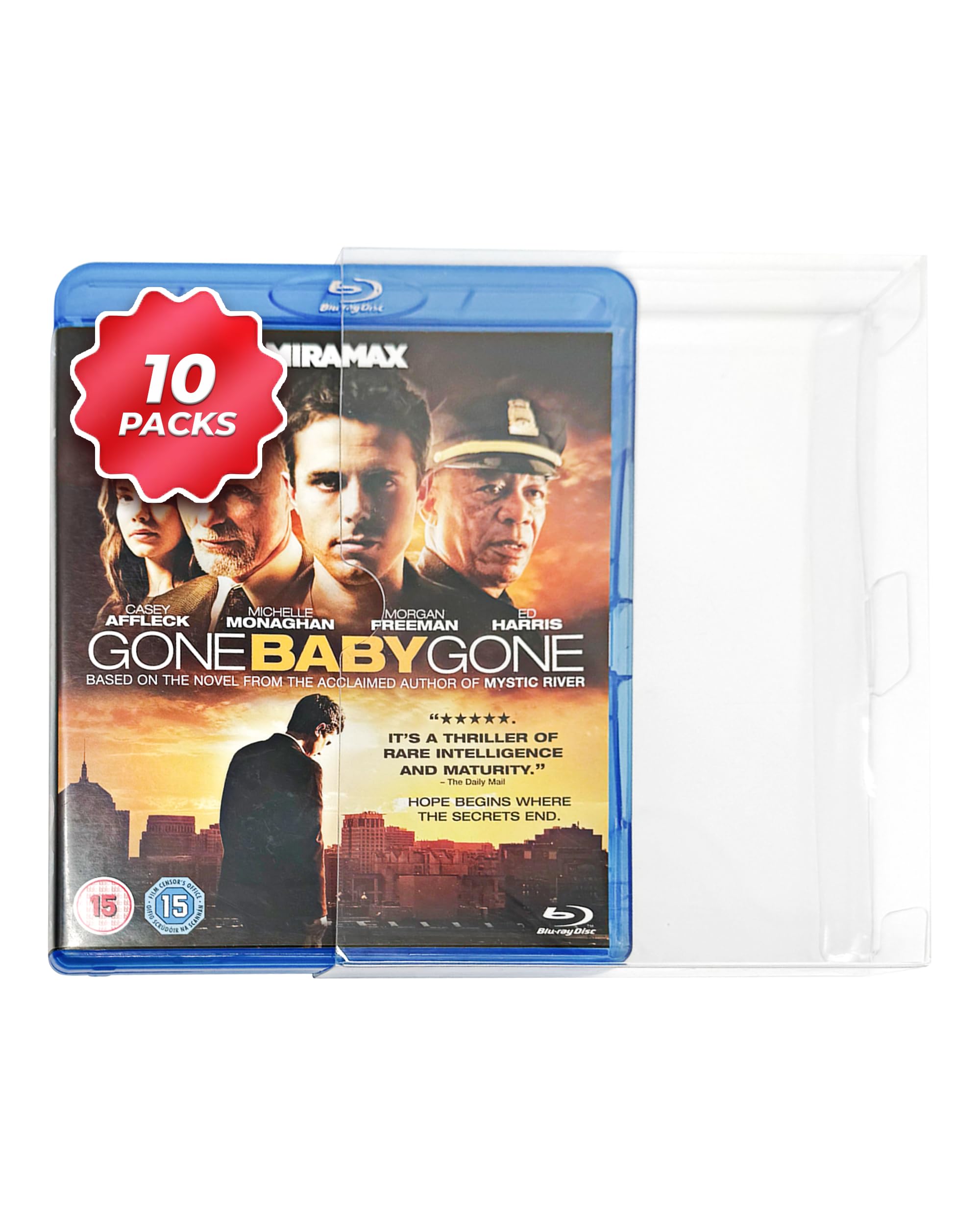 Blu-Ray Steelbook Protector Slipcover 0,35 mm in PET trasparente su misura per dorso visibile senza J-Card, confezione da 10