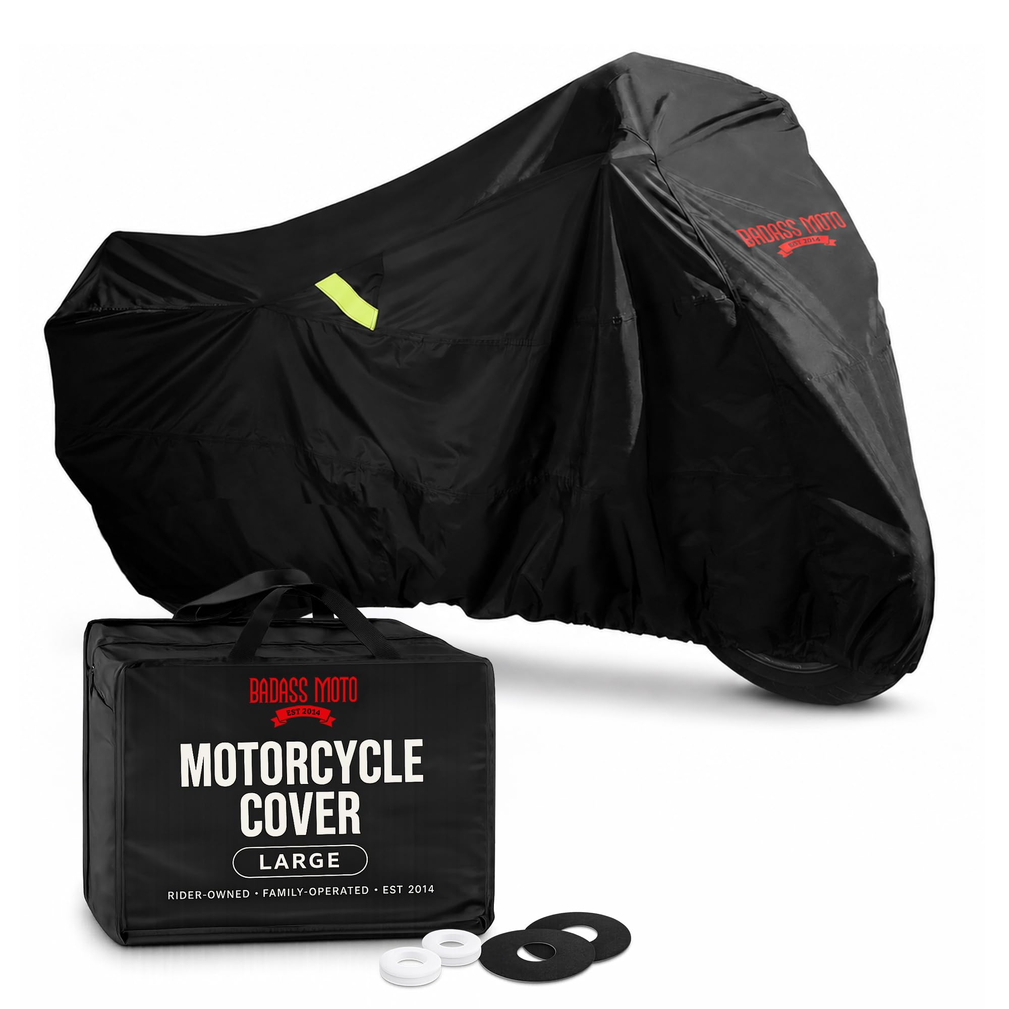 Badass Moto Waterproof Motorcycle Cover for Large Cruisers, Black L 97"