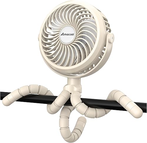 Miniatura 1 de Ventilador de cochecito flexible con 3 velocidades y ventilador personal giratorio para asiento de automóvil cuna bicicleta caminadora negro