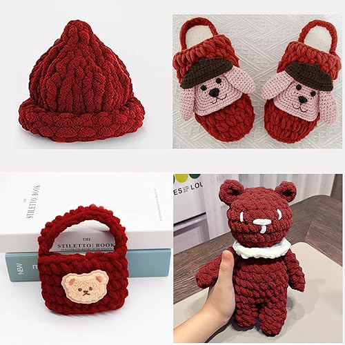 Miniatura 10 de Hilo grueso de felpilla para tejer en el brazo, para hacer tú mismo, manta de punto, cojín, cama, sofá, decoración del hogar (blanco, paquete de 2,