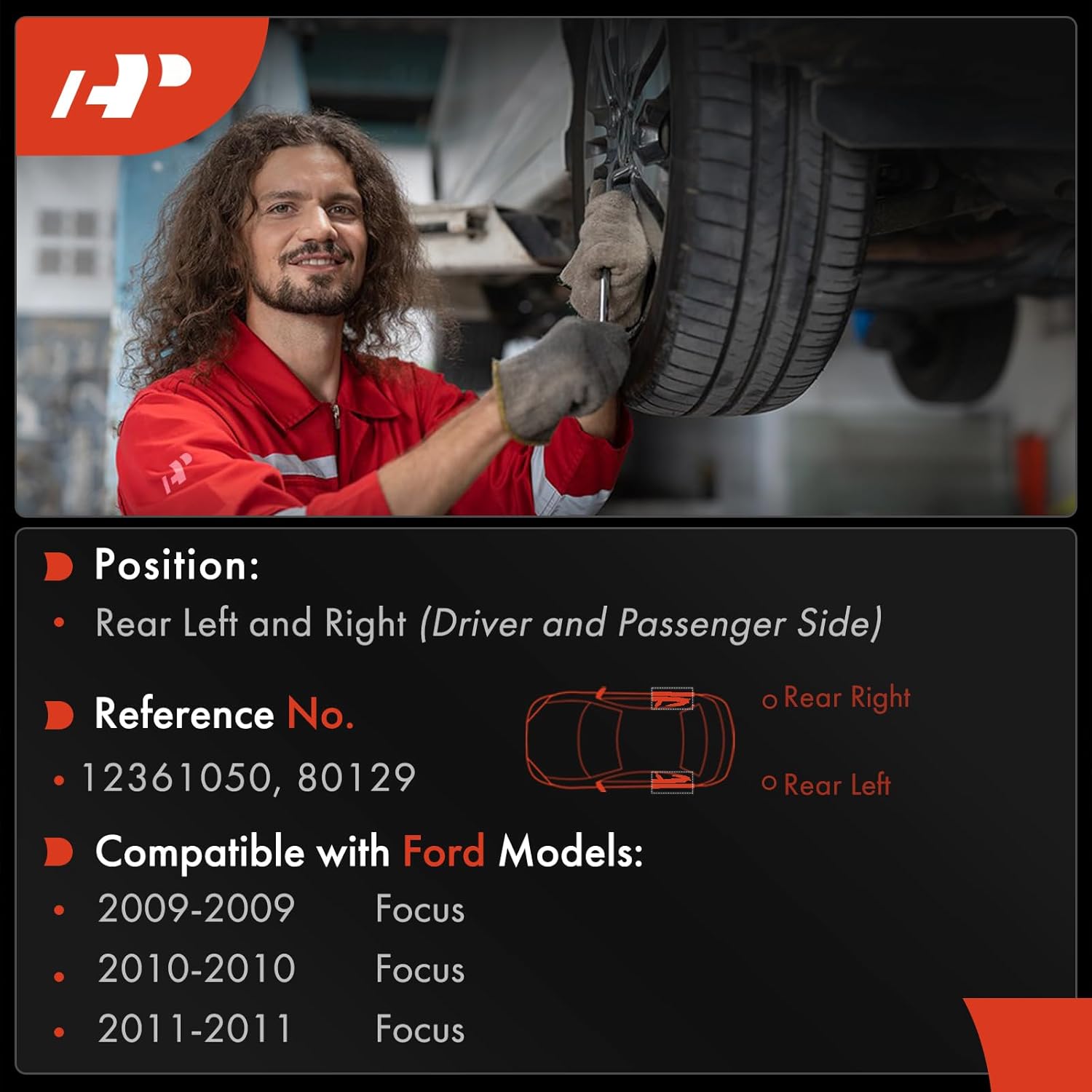 A-Premium 9.41 in (238.9 mm) Rear Brake Drums Set Compatible with Select Ford Models - Focus 2009 2010 2011, 2 Pcs