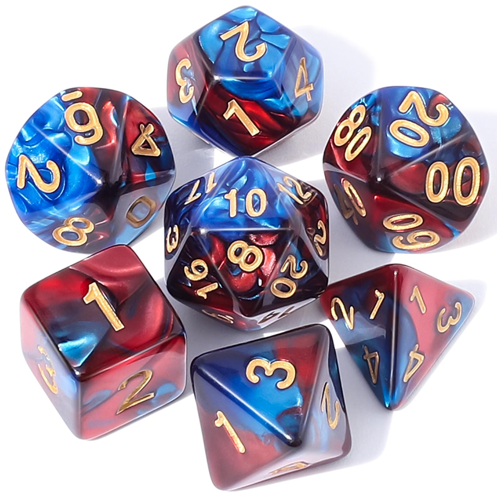 CiaraQ 7pcs Polyhedral Dice Set for Dungeon and Dragons MTG Table Games