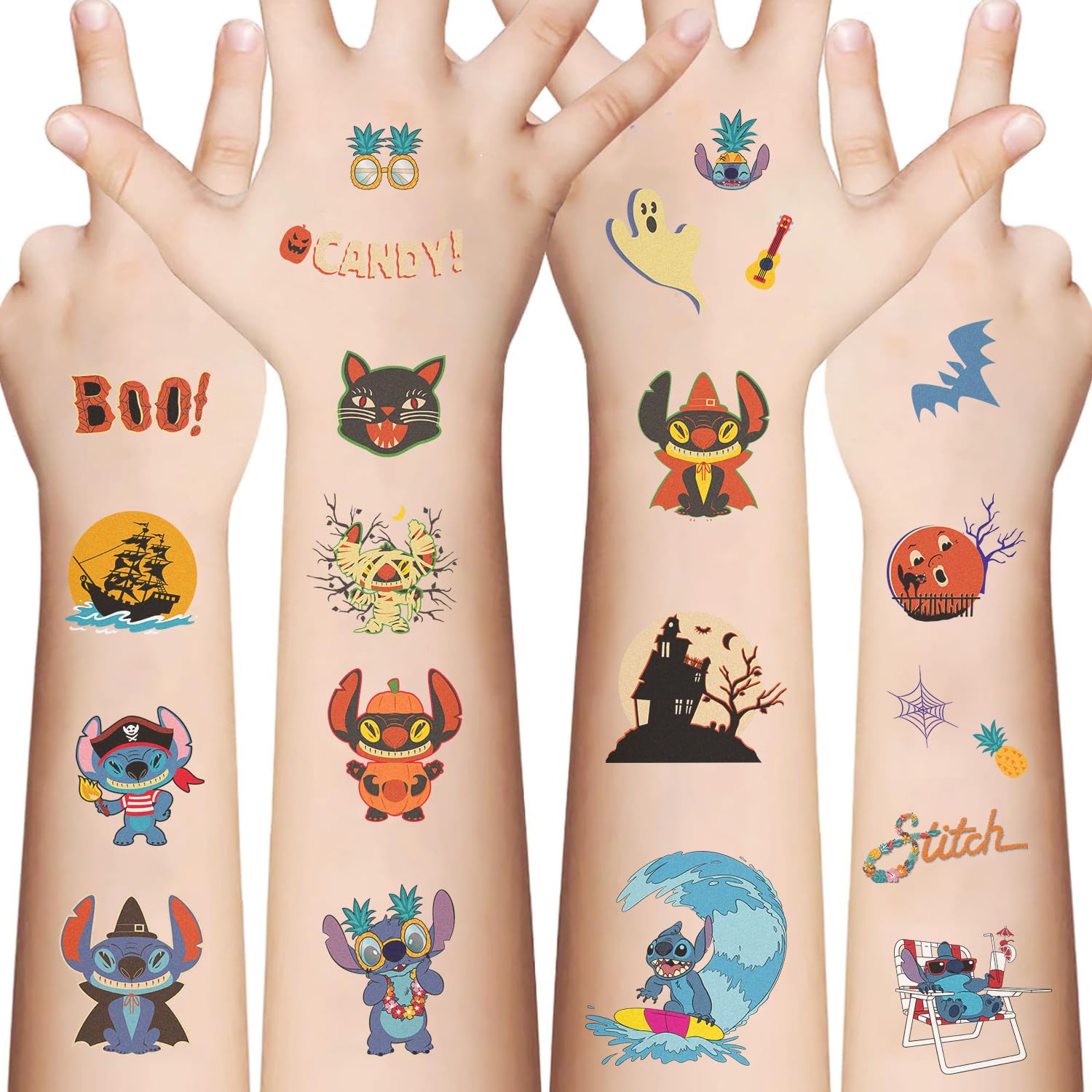 Photo 1 of **3 PACKS** 10 Sheets Stitch Temporary Tattoos for Teen, Cool Birthday Party Favors, Cute Cartoon Decoration Sticker Gifts for Teen Adult Home Activity Class Prizes Carnival Christmas Rewards