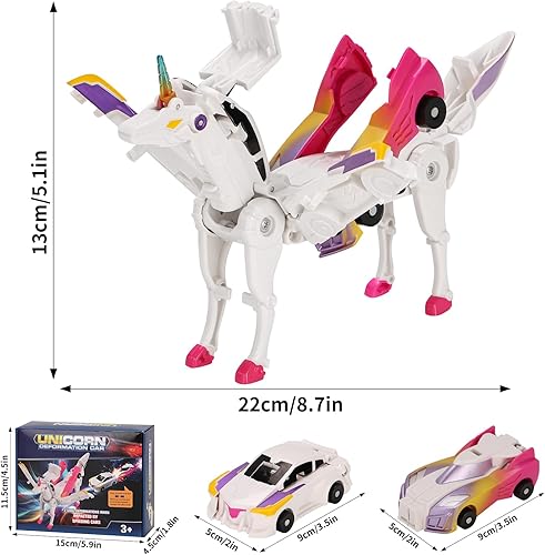 Miniatura 7 de Unicornio transformable de juguete para automóvil, deportivo de colisión, unicornio mágico, robot transformable para niños, adecuado para niños y