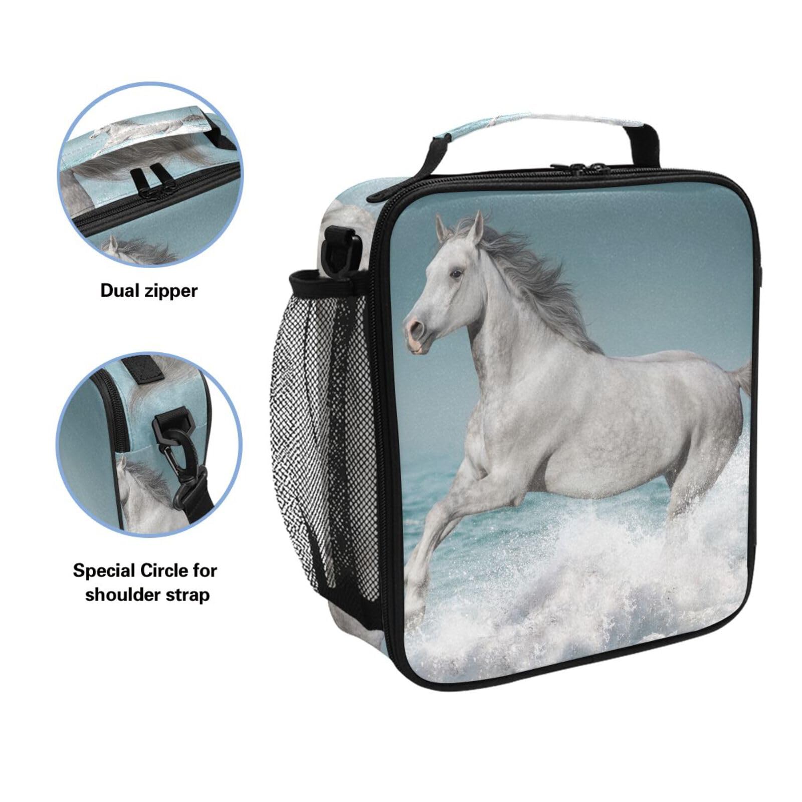 Sac à Déjeuner Isotherme Pour Repas, Cheval Noir Et Blanc - Résistant à