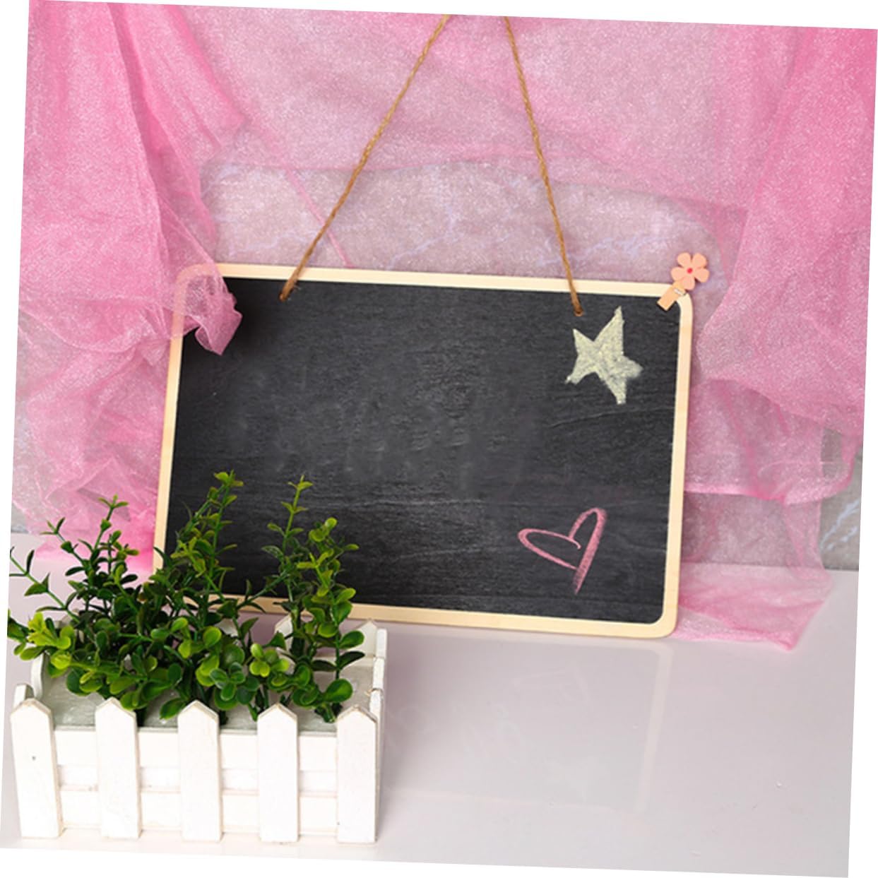 Mini Hanging Blackboard 2 Pcs Wooden Sign Board Wipes Clean