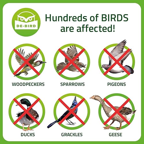 Miniatura 2 de De-Bird Cinta de susto cinta reflectante para exteriores para mantener alejados pájaros carpinteros palomas grilletes y más Detiene daños gallo y