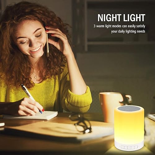 Miniatura 3 de Luz nocturna Bluetooth altavoz inalámbrico portátil inteligente control táctil lámpara de mesita de noche con LED colorido, el mejor regalo para