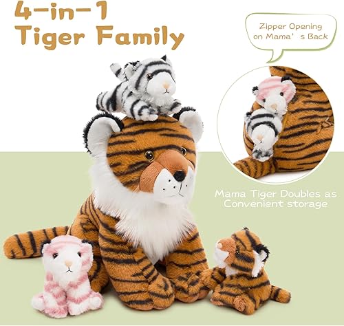 Vista 83 de MorisMos - Animales de peluche de lagarto, mamá camaleón gigante de 27 pulgadas con 4 lagartos bebés, juguetes para niños y niñas, mamá iguana