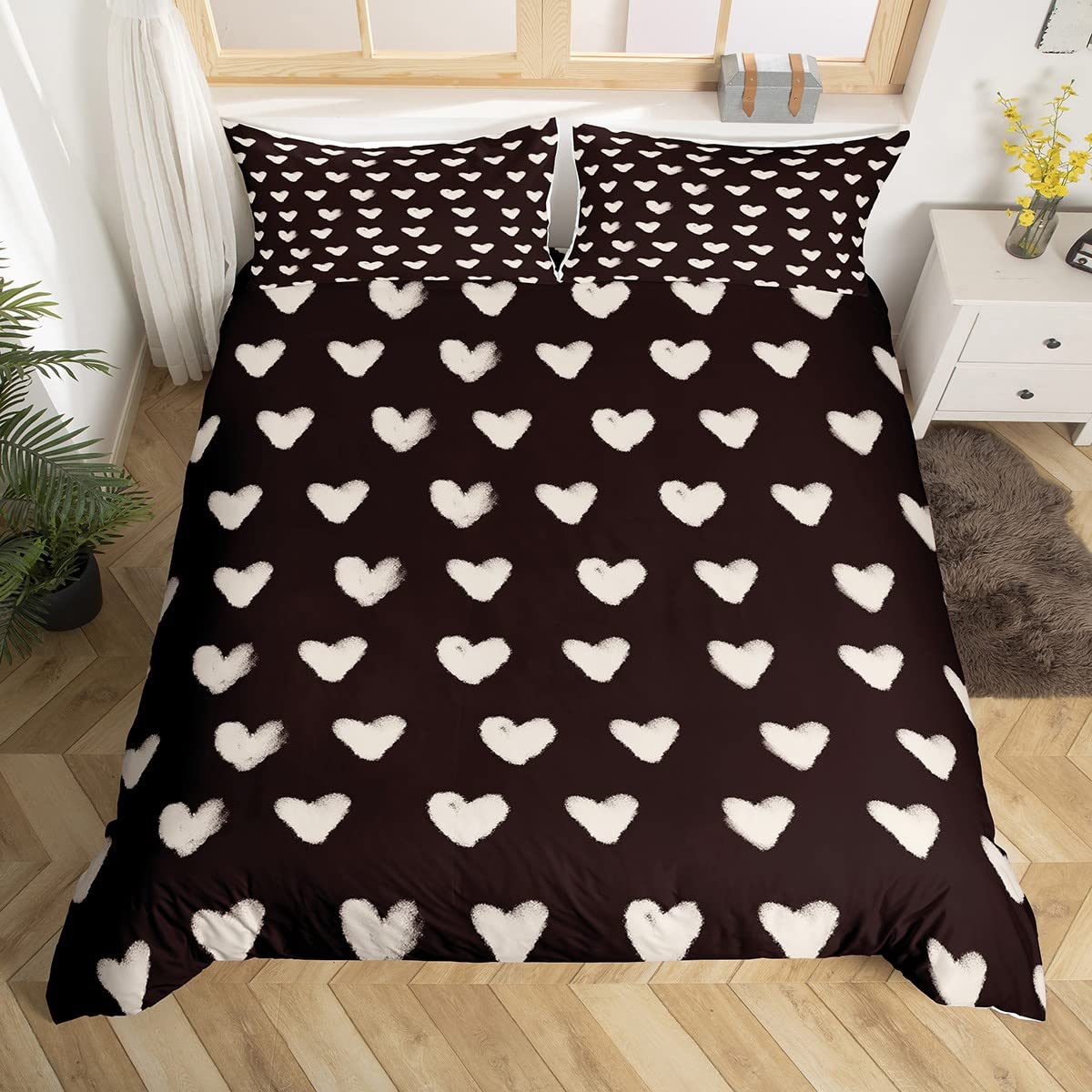 Parure de lit cœur mignon pour décorer une chambre d'enfant fille ou garçon
