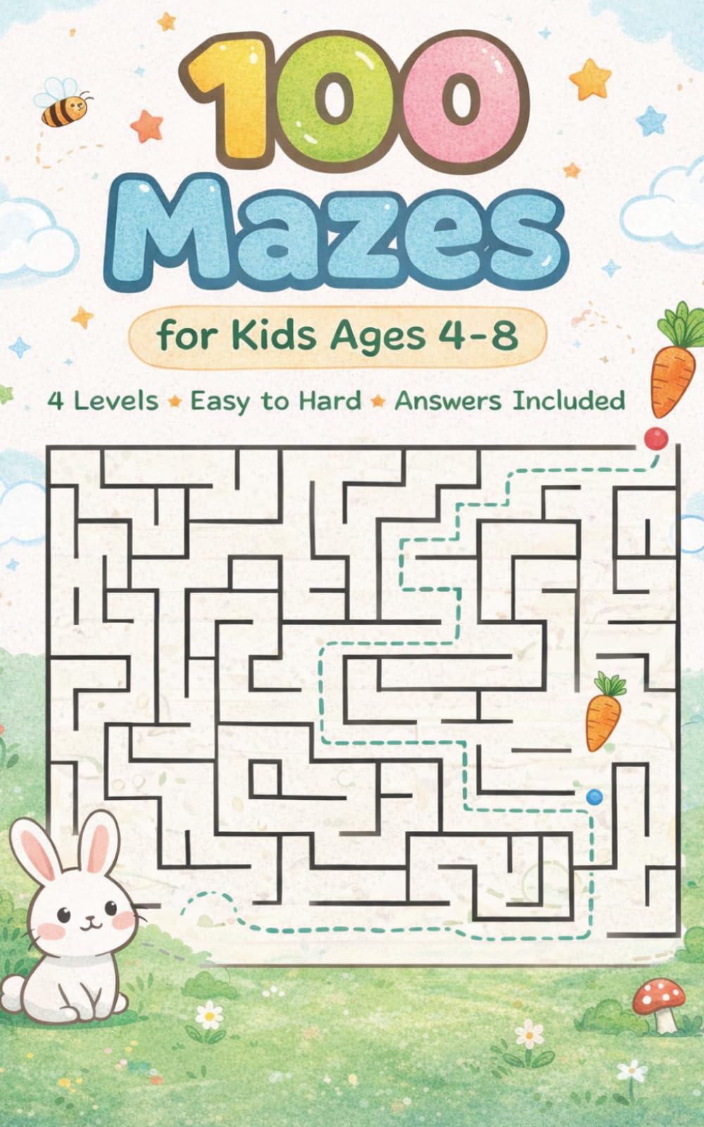 100 Mazes for Kids Ages 4–8: Easy to Hard Maze Puzzles with 4 Difficulty Levels, Simple Beautiful Illustrations and Answers Included