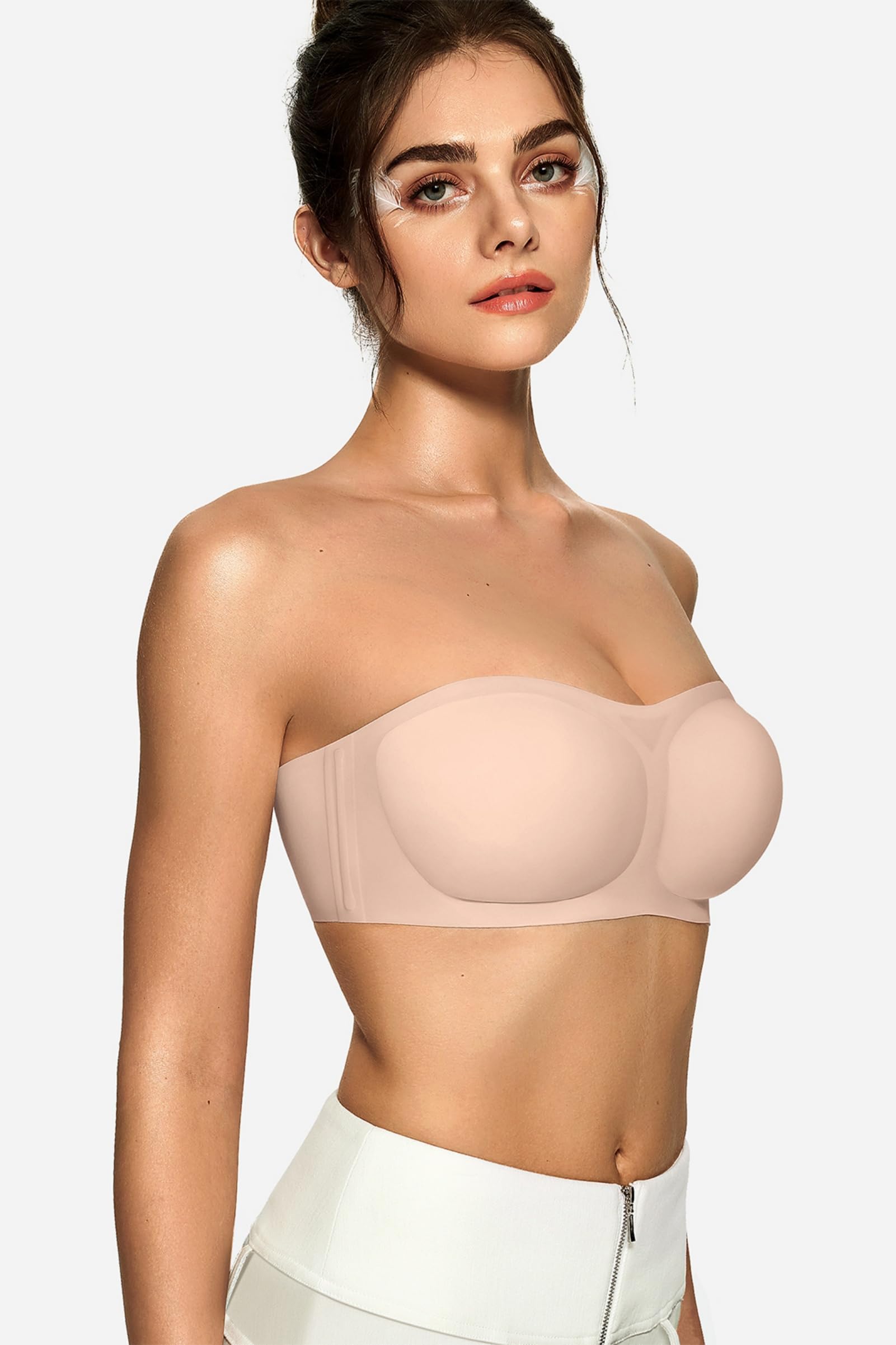 OEAK Brasier sin tirantes para mujer, brasier sin tirantes, brasier bandeau antideslizante, sin varillas, acolchado, sin costuras, cómodo brasier de tubo