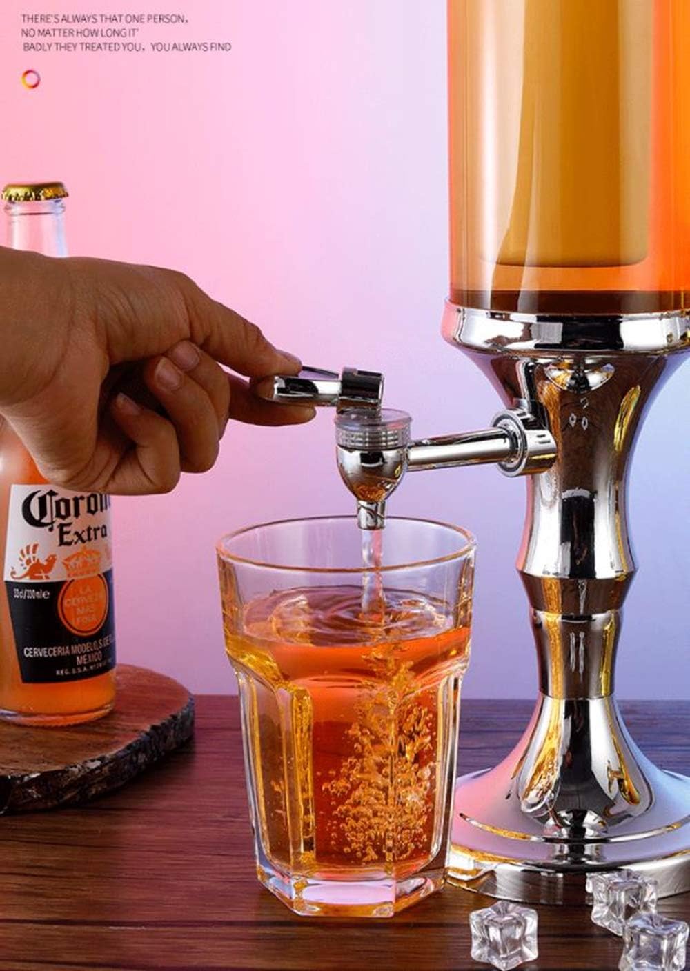 NOMAL Tabletop Wine Beer Tower Beverage Juice Dispenser with LED Colorful Shinning Lights for Bar Party Restaurant KTV Barbecue Restaurant (Silver,3L)