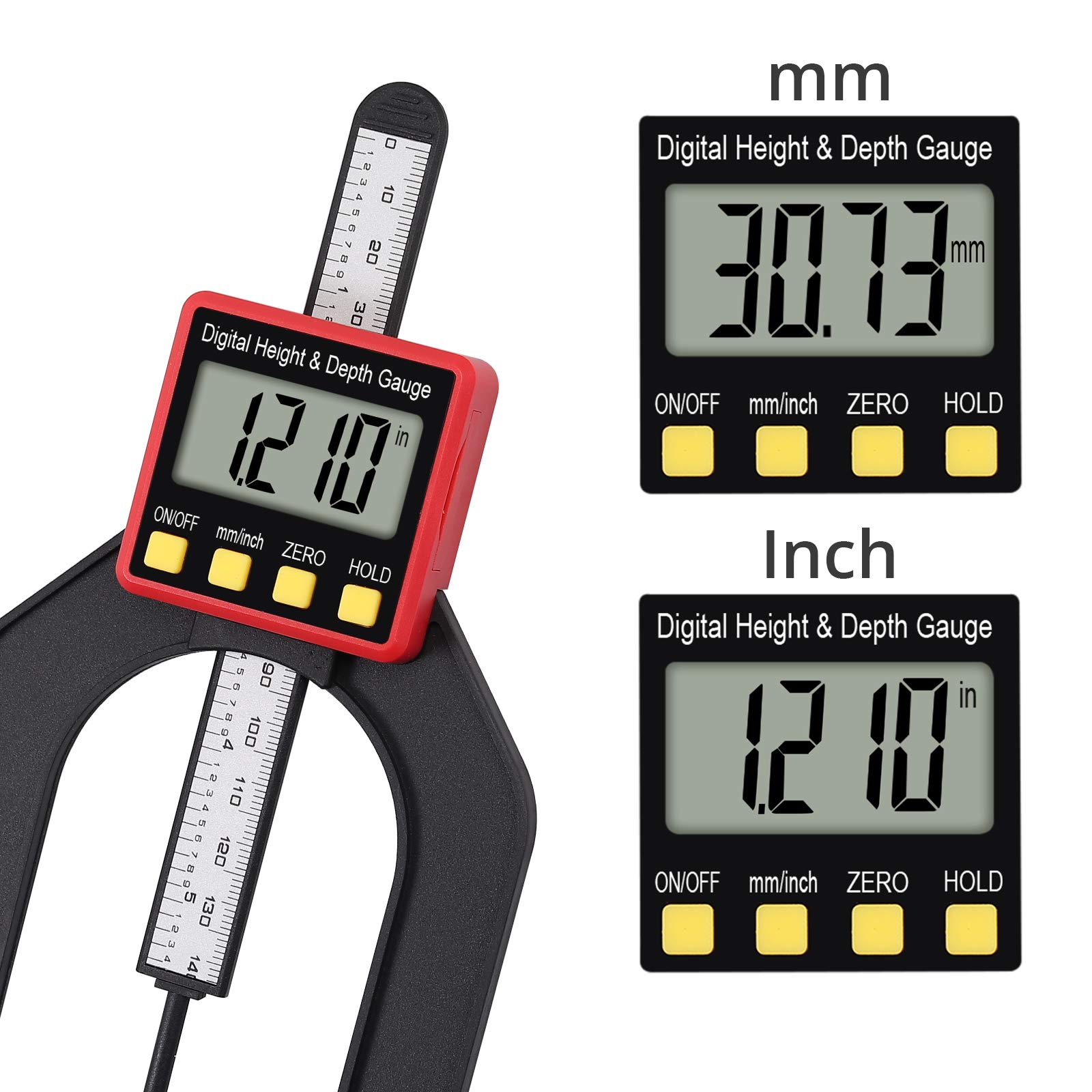 Neoteck Winkelmesser digital Edelstahl 200mm + digitaler tiefenmesser 80mm Messwerkzeug Set für Holzbearbeitung und Maschinenbau