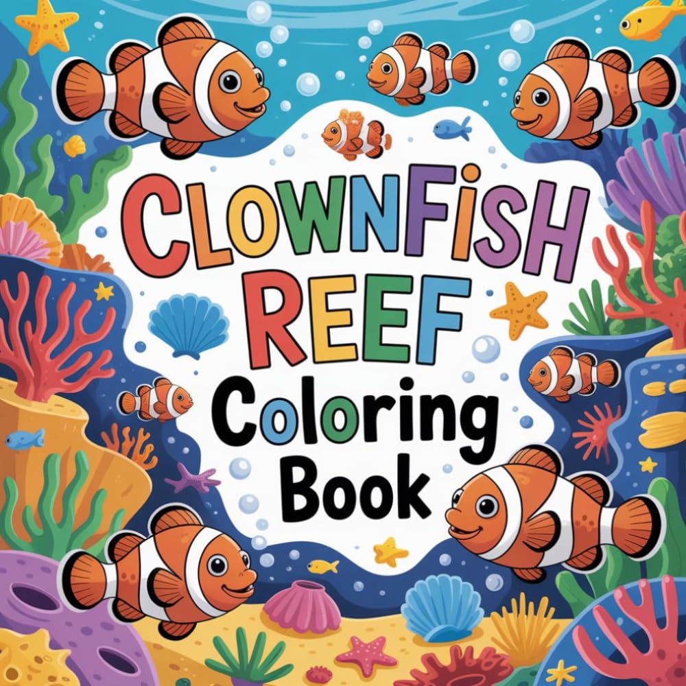 Clownfish Reef Ocean Coloring Book: clownfish ocean animal relaxation women coloring book, clownfish tropical fish stress relief kids book, clownfish ... reef wildlife relaxation adults book simple