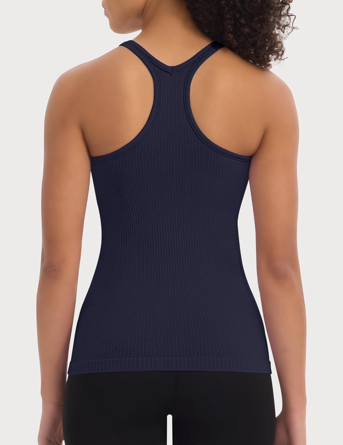 3 Pack Workout Tank Tops for Women with Built in Bra Ribbed Seamless Racerback Athletic Running Gym Yoga Tops