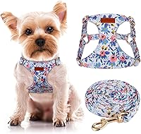 Vista 86 de CHEDE No Pull Floral Pattern Dog Harness - Lightweight and Soft, Adjustable Small Dog Harness Set with Leash, Suitable for Puppy to Medium-Sized Dog