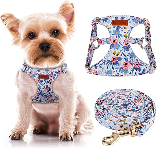 Miniatura 86 de CHEDE No Pull Floral Pattern Dog Harness - Lightweight and Soft, Adjustable Small Dog Harness Set with Leash, Suitable for Puppy to Medium-Sized Dog