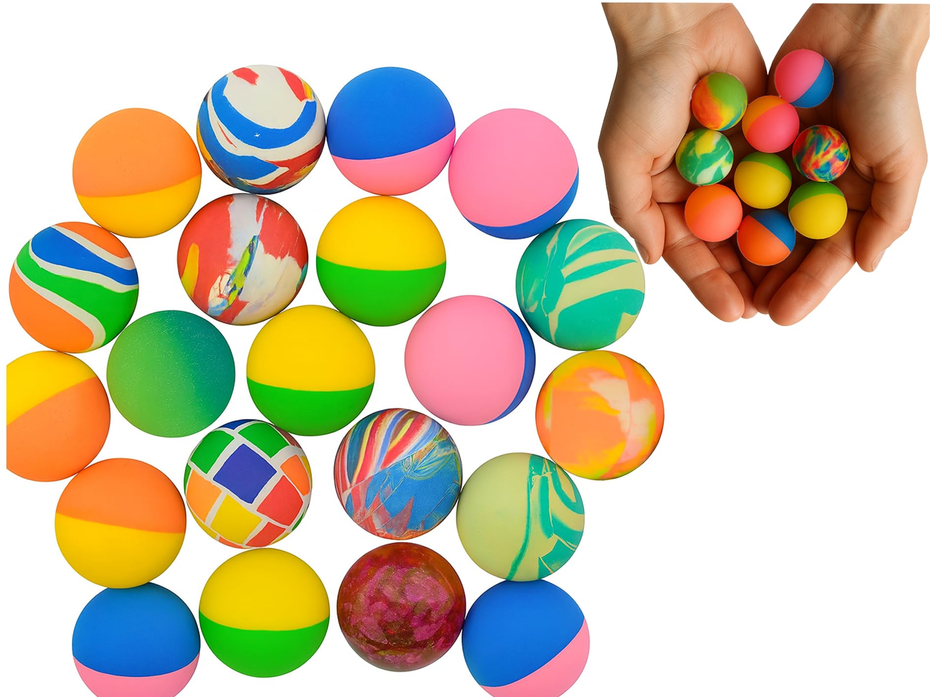 Storm&Lighthouse 50 Rubber Bouncy Balls - Party Bag Loot Fillers/Classroom Rewards/Lucky Dip Prizes/Party Favours (Assorted Colours and Designs)