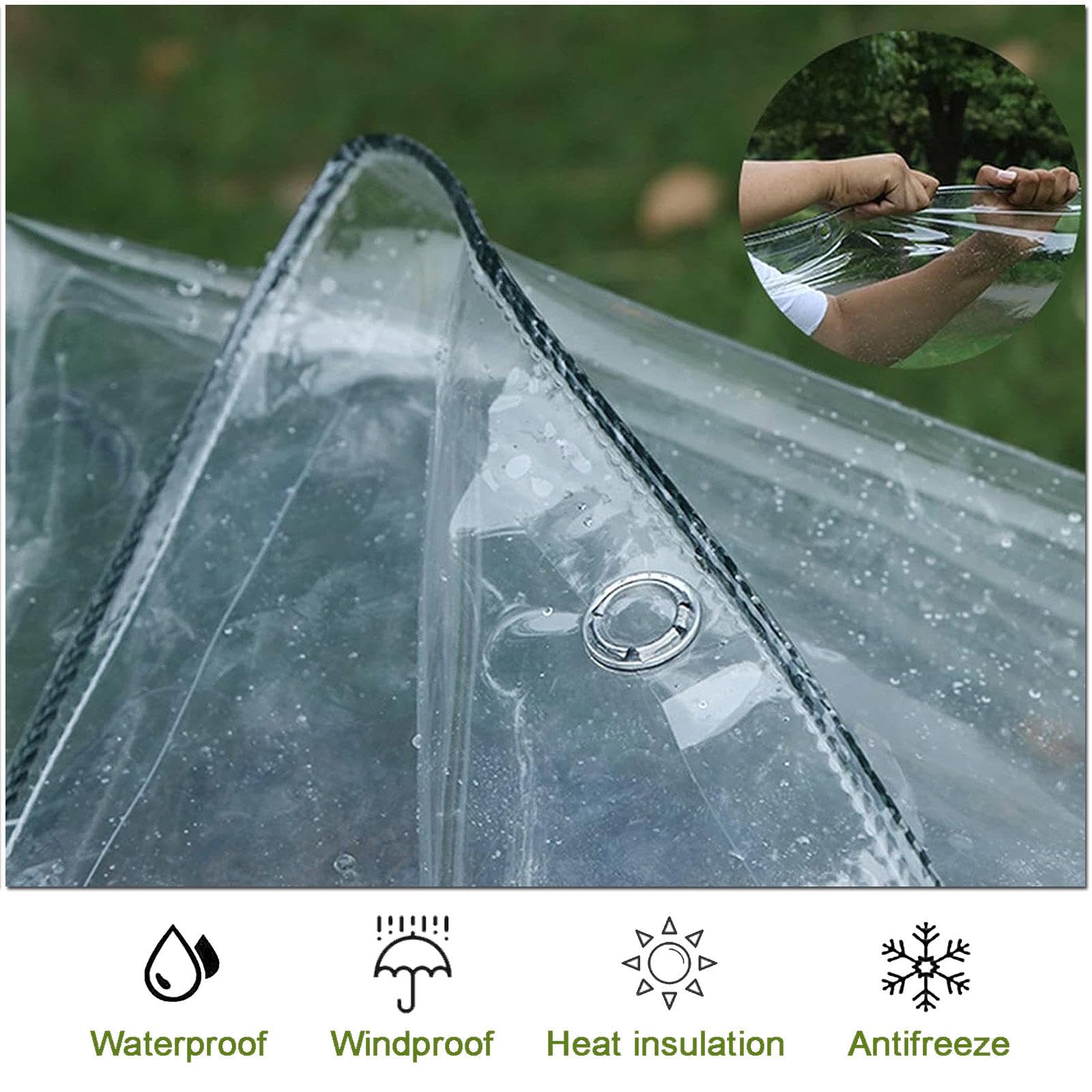 Heavy Du C Telone con porta con cerniera – Copertura impermeabile in PVC trasparente, 0 m, in polivinile, ideale per tende, pannelli laterali per patio, dimensioni: 1-, LxH: 5 x 2,2 m / 16.4x7.2ft