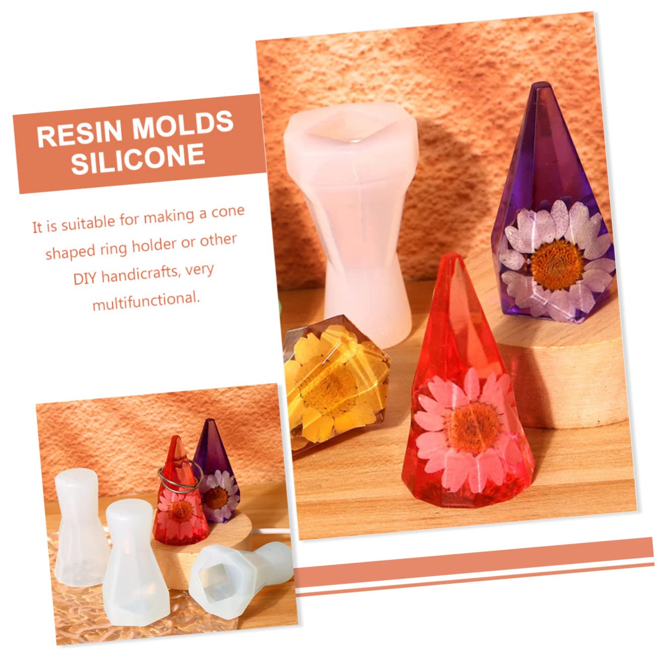 Uonlytech Molde De Silicona Para Soporte De Anillos Moldes Diy Para Velas Y Manualidades Desmoldeo Decoración Para Y Fiestas 4 Piezas X 5