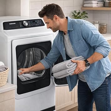 Samsung WA52DG5530K1 White Top Load High Efficiency Smart 5.2 Cu Ft Washer and 7.4 Cu Ft Electric Dryer Laundry Pair w