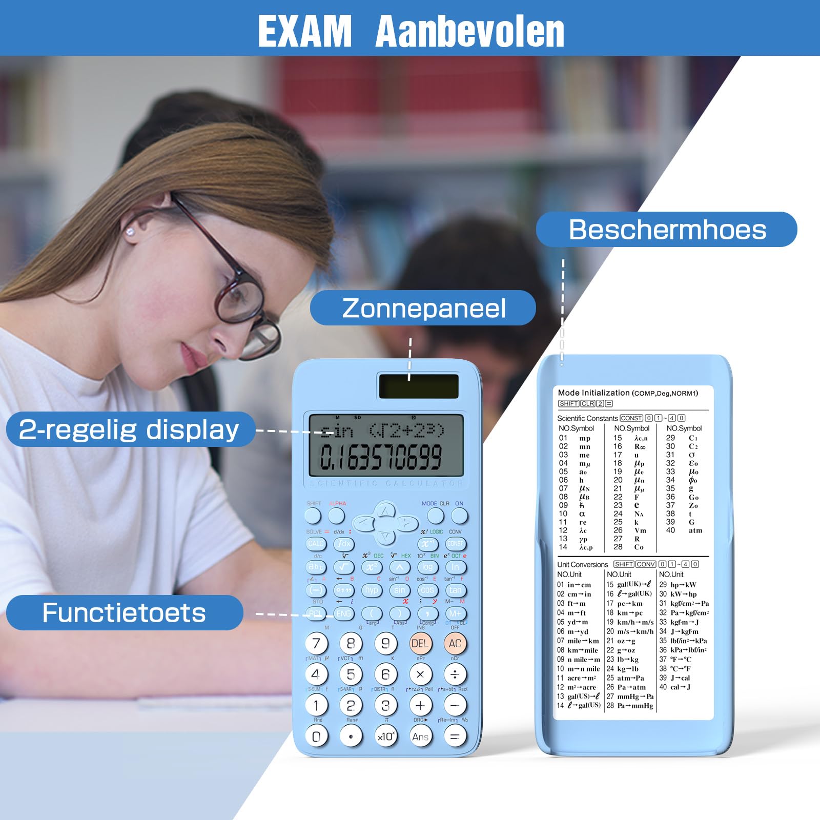 NEWYES Wetenschappelijke rekenmachine, 82MS Engineering Calculator met schrijftablet en pen inbegrepen, 240 functies, 2-lijn display, middelbare en middelbare schoolbenodigdheden, zwart