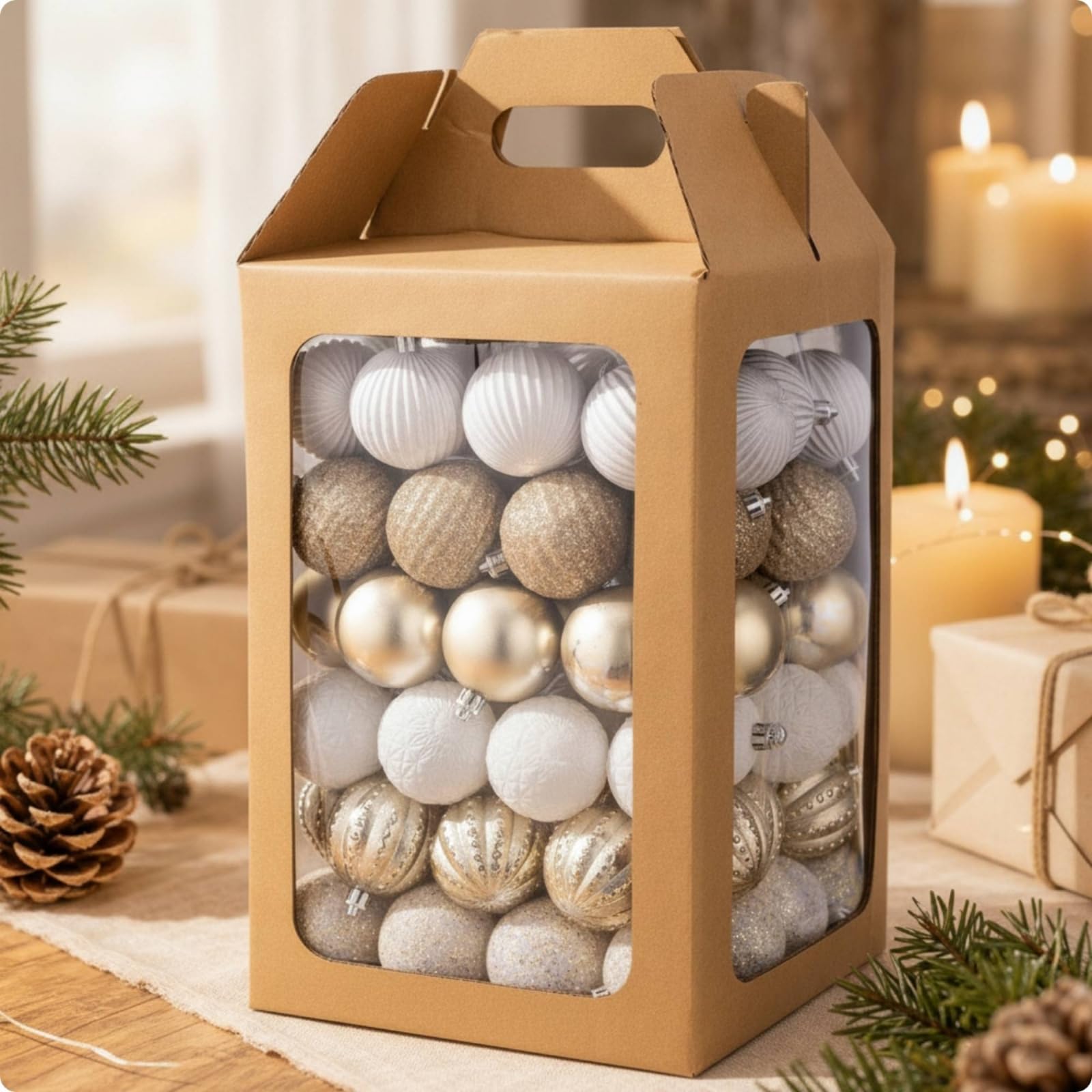 Festliche Christbaumkugeln Weihnachtskugeln Baumschmuck Kugelornamente Christbaumschmuck aus Polystyrol Bruchsicher mit Vielfältigen Oberflächen Und, 6 cm, Color to 1