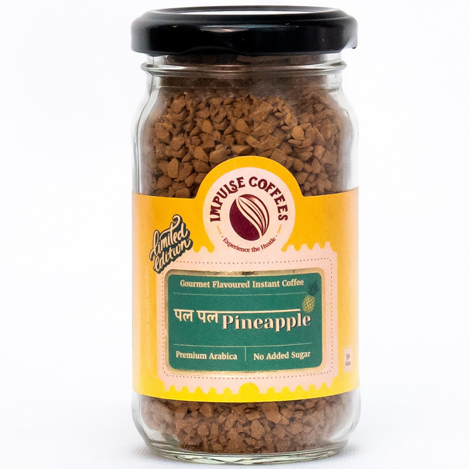 Impulse Coffees Pal Pal Pineapple Instant Coffee Powder|Fruity,Sweet Aroma Flavoured Coffee|Dark Roasted Arabica Coffee Powder|Tropical & Fruity Instant Coffee Premix|Ideal Hot & Cold Coffee Mix|50 Gm