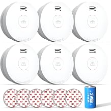 SITERWELL Smoke Detector, Smoke Detector 10 Year Battery with Photoelectric Sensor, Fire Alarm with Low Battery and Fault Warning for House and Bedroom, UL217 Listed, GS525A,6 Packs