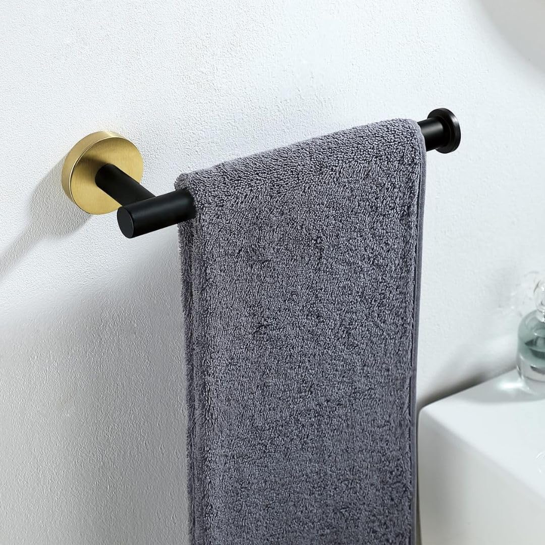 LUXIUR Towel Hanger for Bathroom and Kitchen Accessories Item Holder, 304 Grade Stainless Steel Towel Ring, Napkin Holder for Wash Basin, Black Gold (B0CSNGL551) Amazon Price History, Amazon Price Tracker