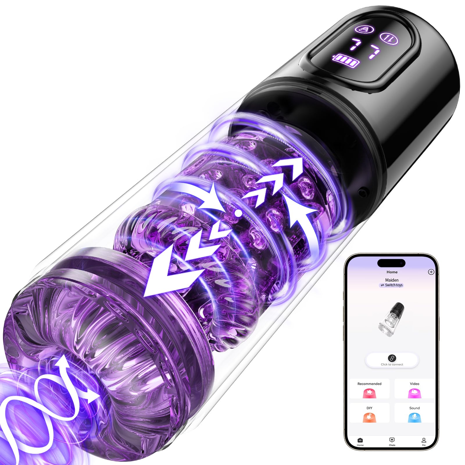 Male Masturbator Penis Pump - jodiyece Male Sex Toys for Men Sex Toy Adult Toys Pocket Pussies 7 Thrusting 7 Rotating 5 Sucking Masturbator Pumps LCD APP Control PC 2025 (FCB-New-1)