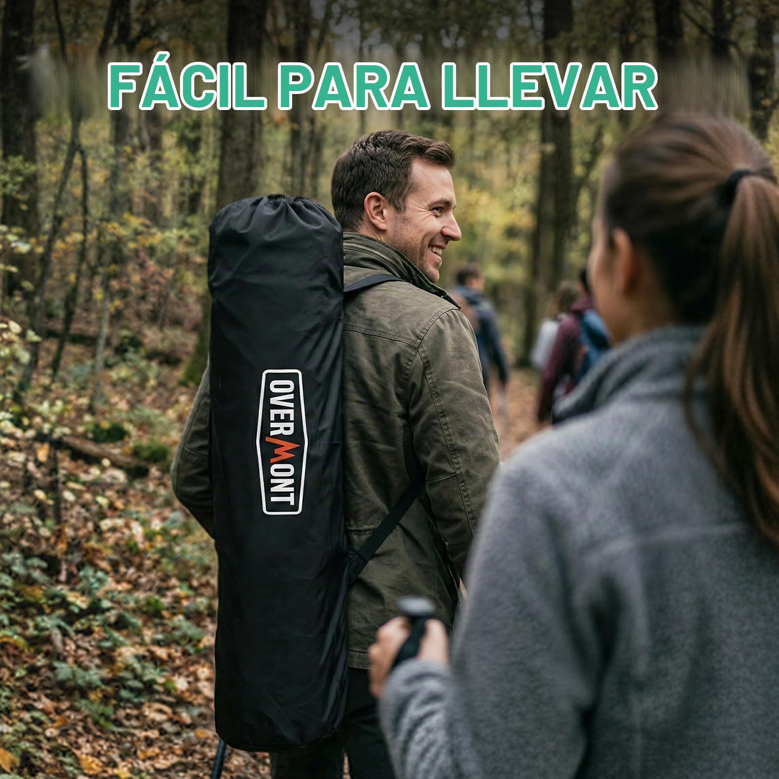 OVERMONT Silla de Camping Plegable - 2 en 1 con Reposapiés, Respaldo Ajustable 4 Posiciones - Silla Reclinable hasta 136 kg, con Reposacabezas y Bolsa - para Camping, Playa, Jardín y Pesca