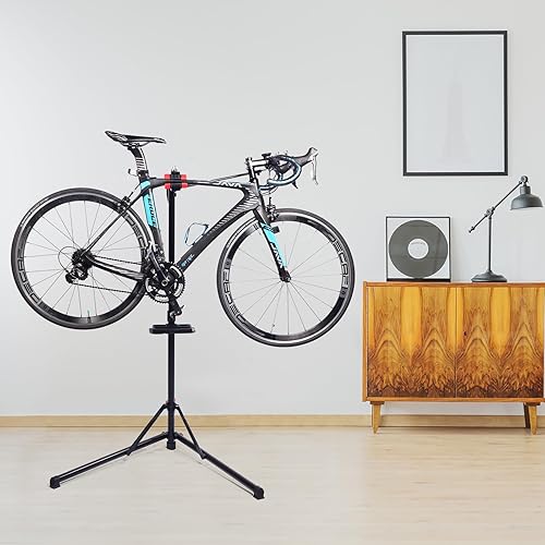 Miniatura 7 de DaisyInner Soporte de reparación de bicicletas con kit de limpieza de bicicletas de 16 piezas, altura ajustable, plegable, soporte de mantenimiento