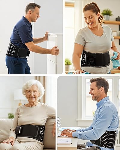Miniatura 6 de Almohadilla térmica inalámbrica con masajeador para aliviar el dolor de espalda baja, cinturón térmico para la cintura, soporte lumbar con vibración