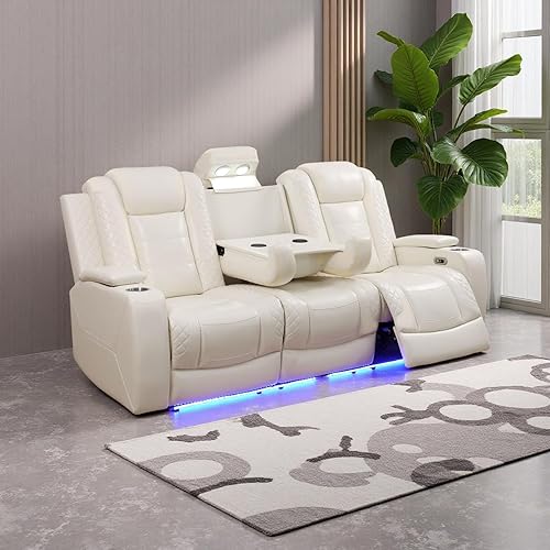 Miniatura 23 de Juego de sofá reclinable eléctrico, juego de sofá reclinable de cine en casa, sofá biplaza reclinable de cuero transpirable con Debut negro,Negro