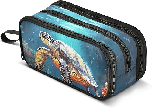 Miniatura 13 de ZAZYXTJ Estuche de gran capacidad con estampado de leopardo azteca occidental, 3 compartimentos, bolsa de lona para maquillaje, para escuela,