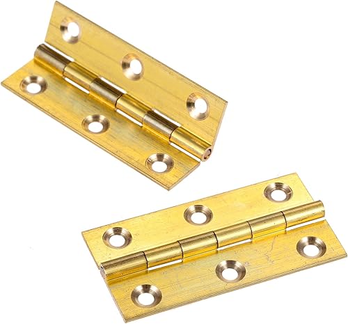 Miniatura 2 de dophee 4 mini bisagras de latón puro, bisagras plegables a tope para cajón, armario, puerta, joyero, muebles de madera, 2.5 pulgadas