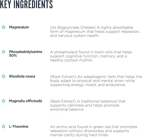 Miniatura 3 de Revive MD Cortisol Manager, 90 cápsulas vegetarianas – Suplemento de cortisol con magnesio y L-teanina que apoya la salud, la concentración, la