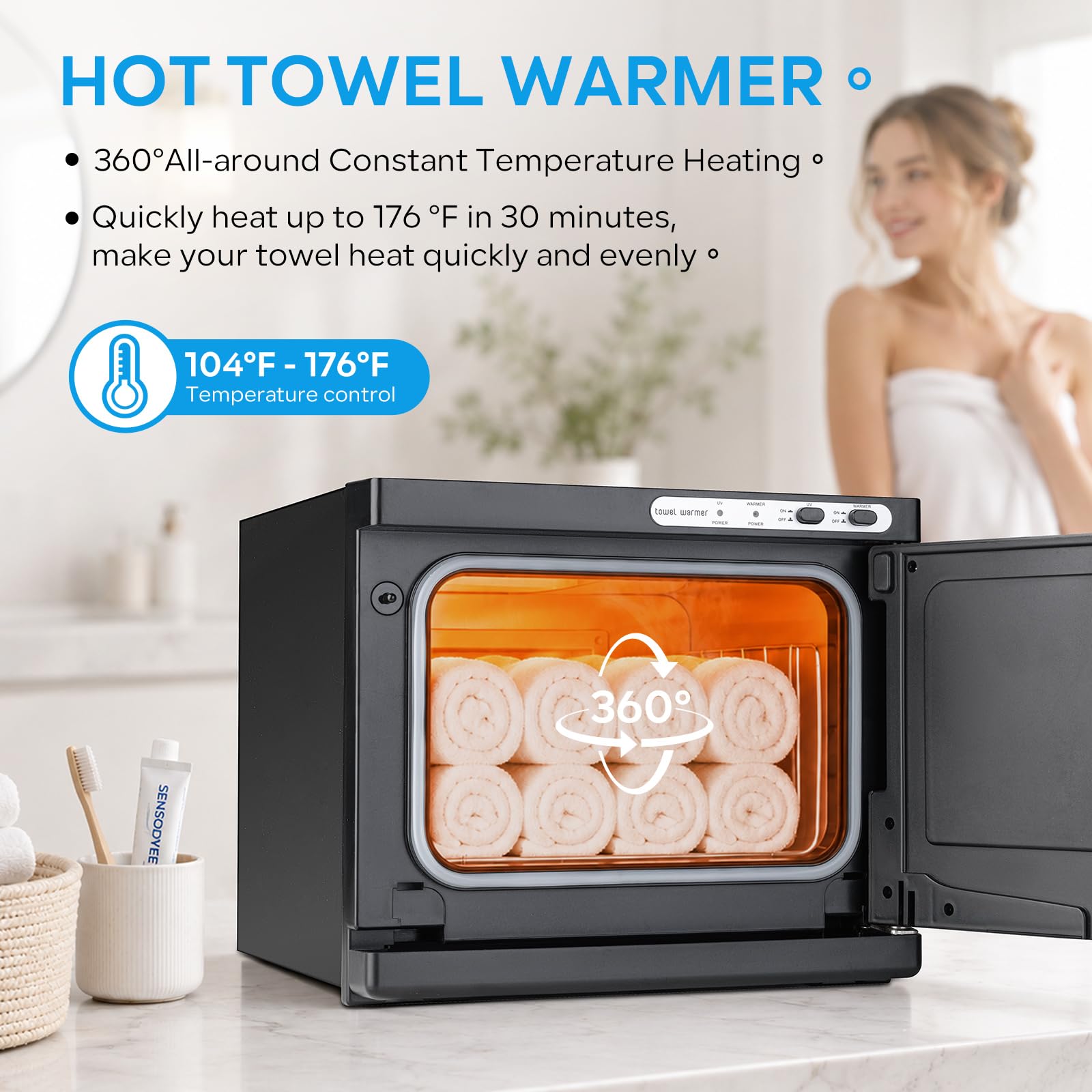 8L Professional Hot Towel Warmer Cabinet with UV Light