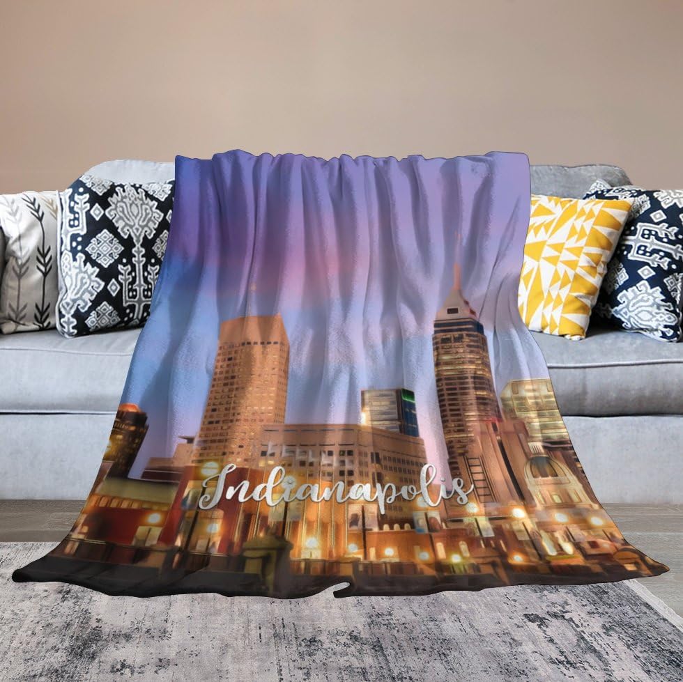 Couverture de lit cadeau de mariage originale motif ville Indianapolis - 6