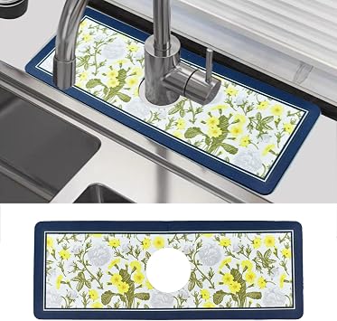 Sink Splash Guard, Kitchen Sink Splash Guard,Faucet Mat for Kitchen Sink, Sink Faucet Absorbing Mat for Kitchen and Bathroom15" X 5.5"