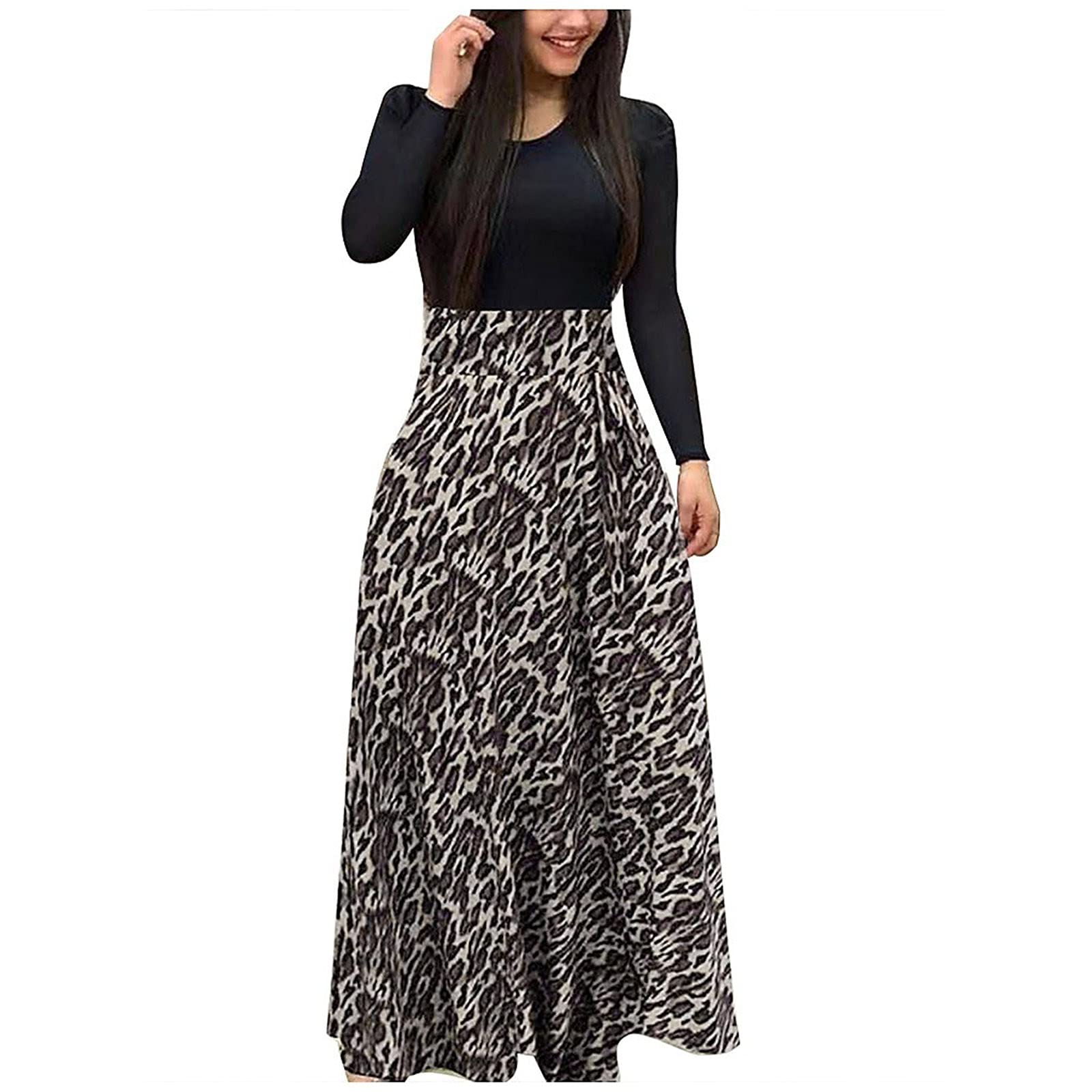 SandwindDress Long Floral Casual Fashion Ladies Maxi Sleeve Women Dress Long Print Women's Dress