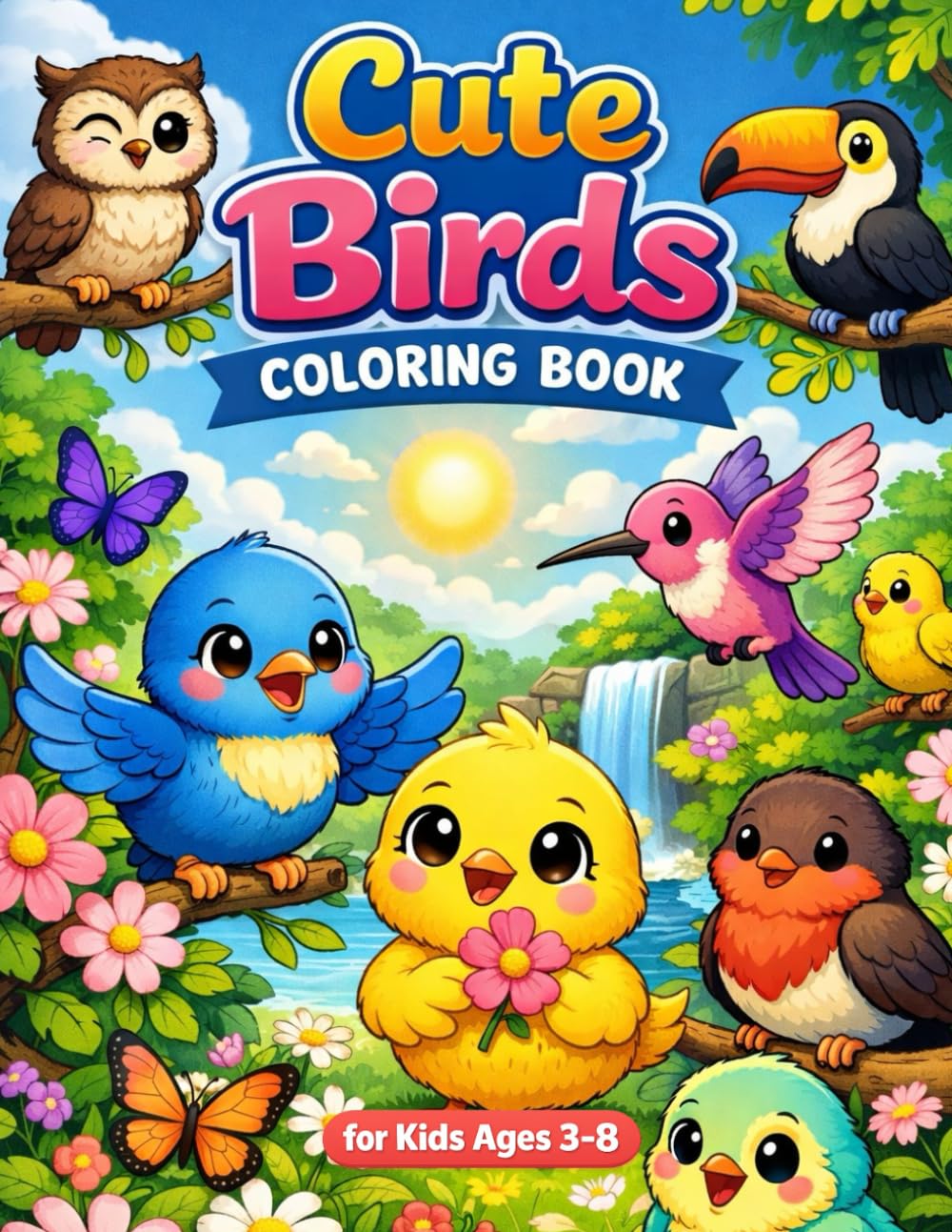 Cute Birds Coloring Book for Kids Ages 3–8