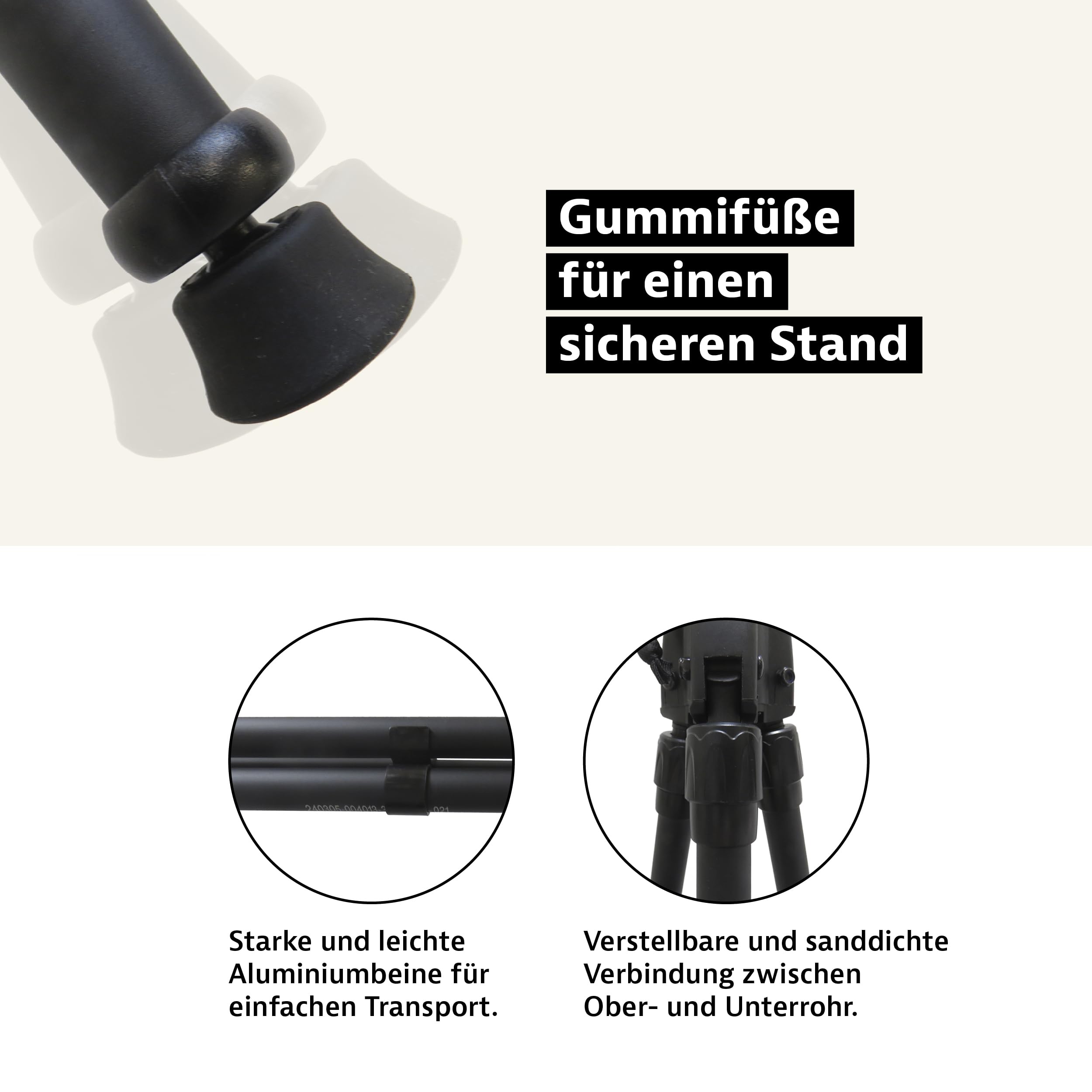 Royal Hunter - Zielstock Jagd Dreibein GEN 4 - Gewehrauflage - Pirschstock oder Schießestock für Jäger - Teleskop mit Schnelllverschlußsystem - stufenlos verstellbar von 200cm bis 160cm