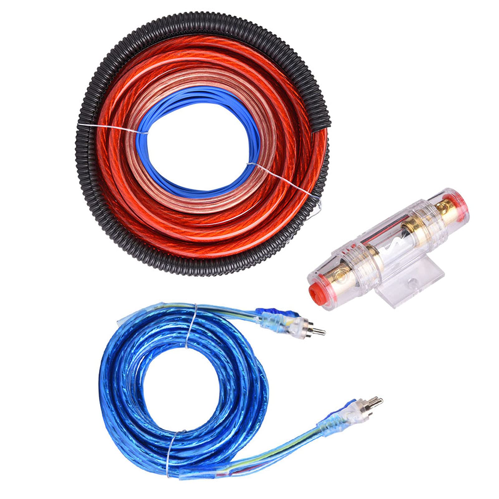 Altoparlante Amplificatore Subwoofer Audio per Auto 4 Calibri 2800 W, Cavo Subwoofer Audio per Auto Kit Cavi Subwoofer per Auto Kit Cavi di Installazione Tuta con Fusibile