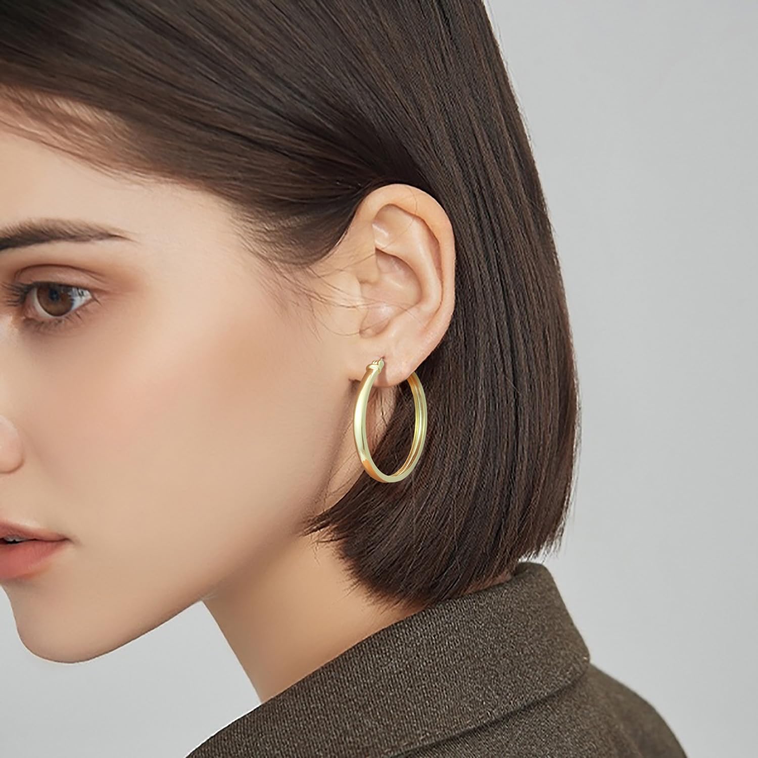14K Gold Hoop Earrings for Women Gold Earrings for Womens Earring Grandeur Thick Elegance 14 Karat Hoop Earring for Women 30mm