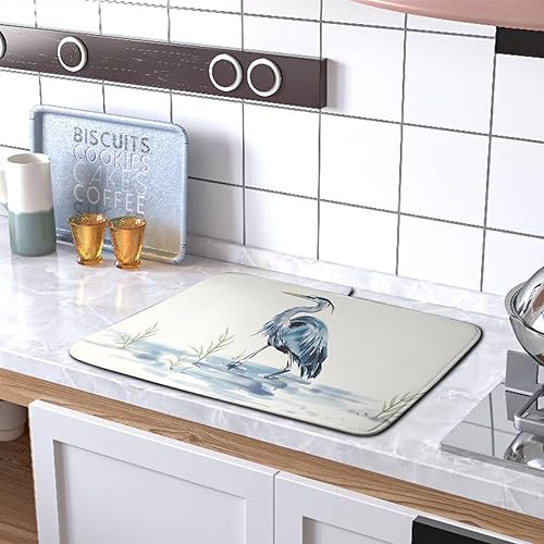 Vista 216 de Tapete de secado de platos con hojas de palma tropicales para encimera de cocina, 18 x 24 pulgadas, tapete de secado de cocina Monstera verde