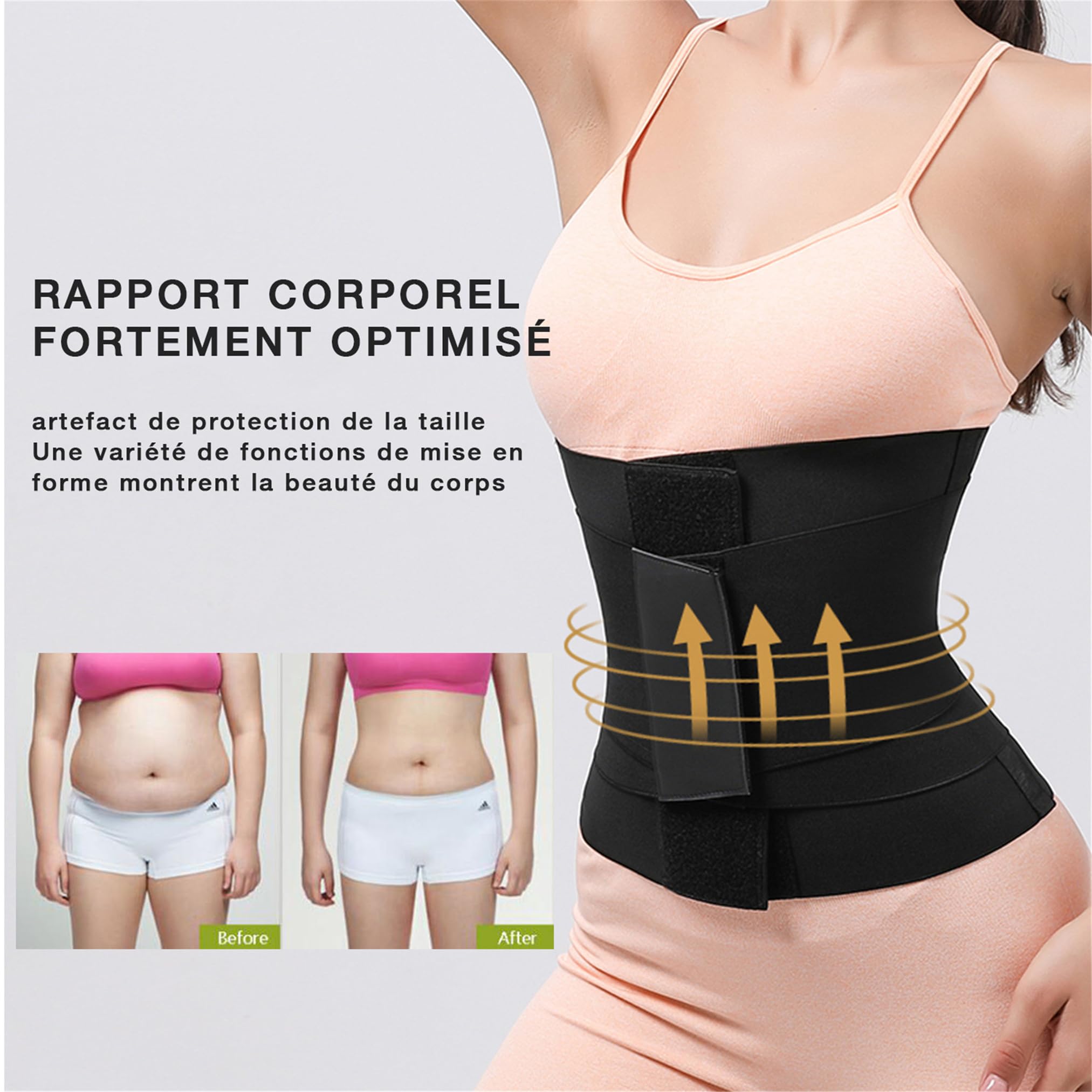 Taille Trainer Ajustable Shape Sculptants Sports Transpiration Ventre Plat Femme 3 Bandes de Scratch Serre Taille Elastique Nylon Lingerie Shapewear