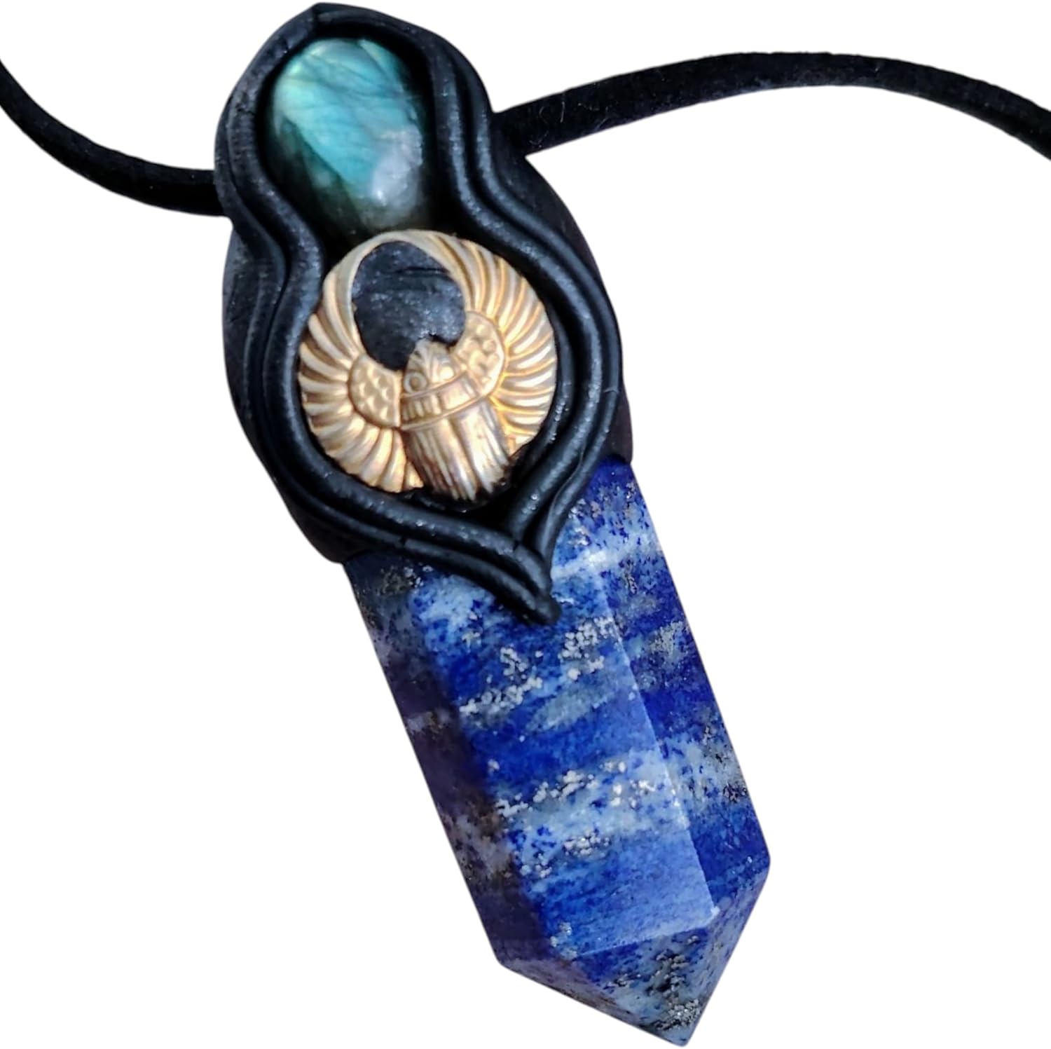 | Egyptian Revival Scarab Necklace | Egypt Gold Winged Khepri Beetle Symbol | Amulet Talisman Luck and Protection Insect